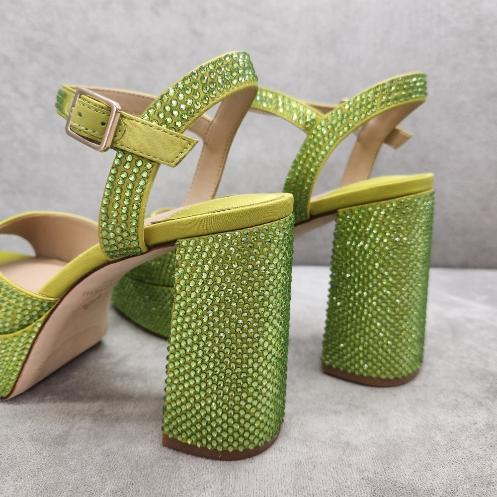 ANTONIO MELANI Lime Green Crystal Platform Sandals - Picture 9 of 15